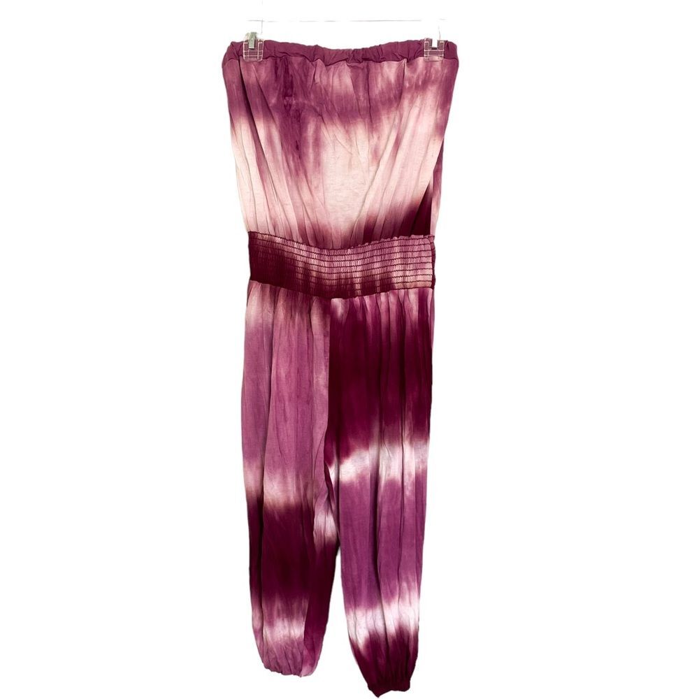 Sav LaBrant Boutique Purple Magenta Tie Dye Strapless Jumpsuit Size Medium